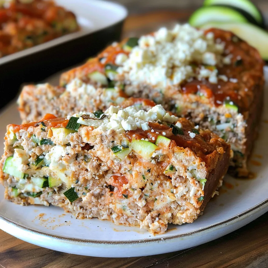 Leckerer Putenhackbraten mit Zucchini und Feta