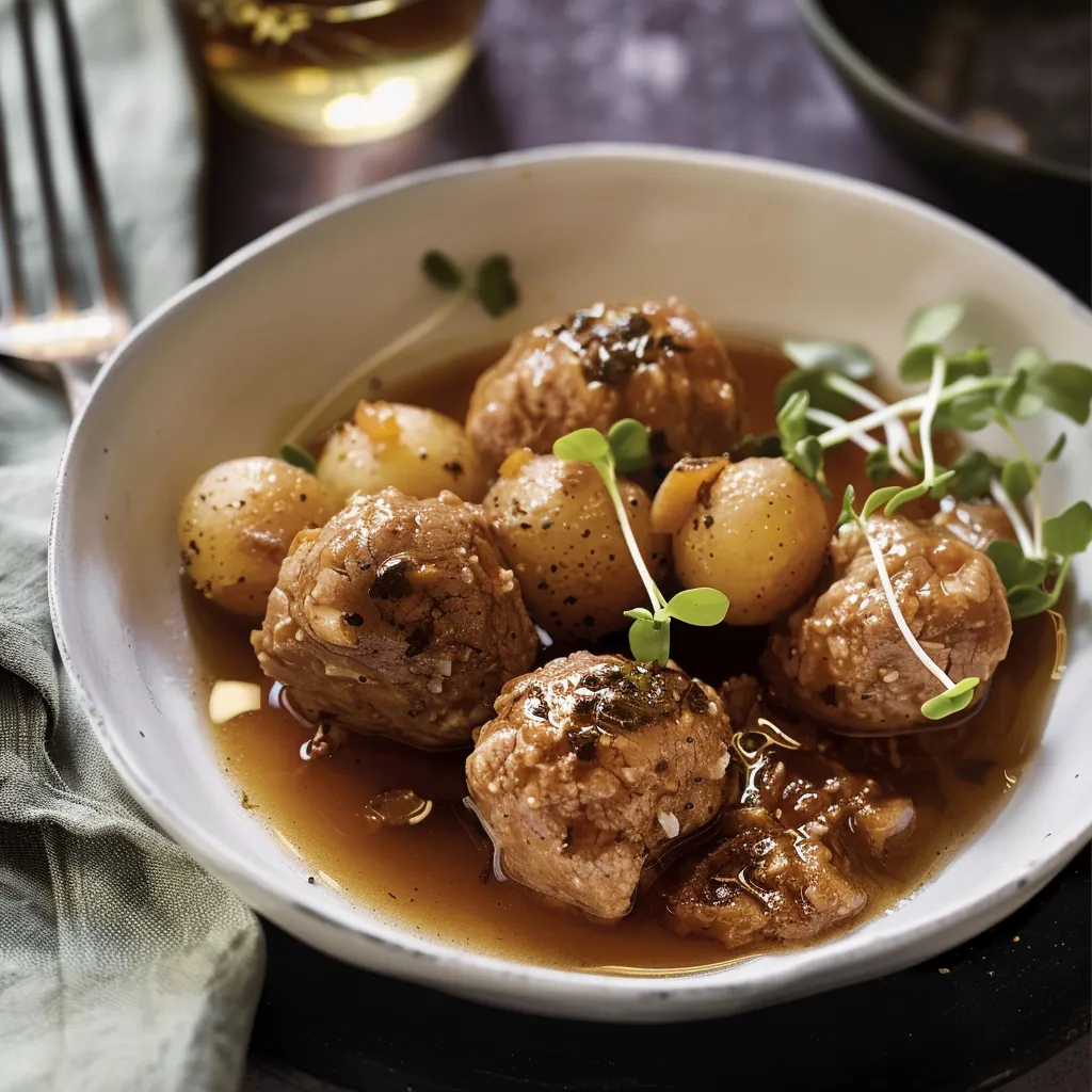 Fleischbällchen und Schweinshaxe Ragout