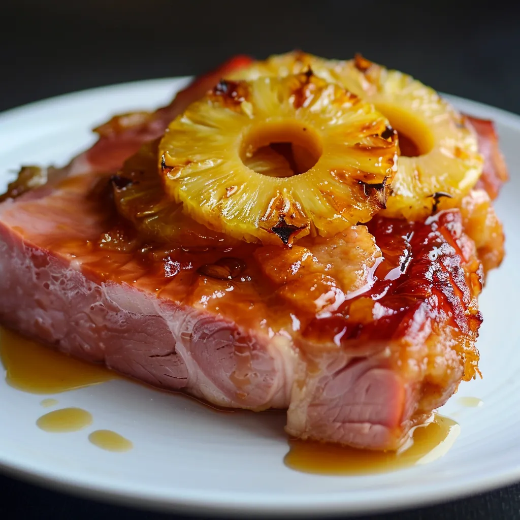 Auflaufform mit Schinken, Ananas und Sirup