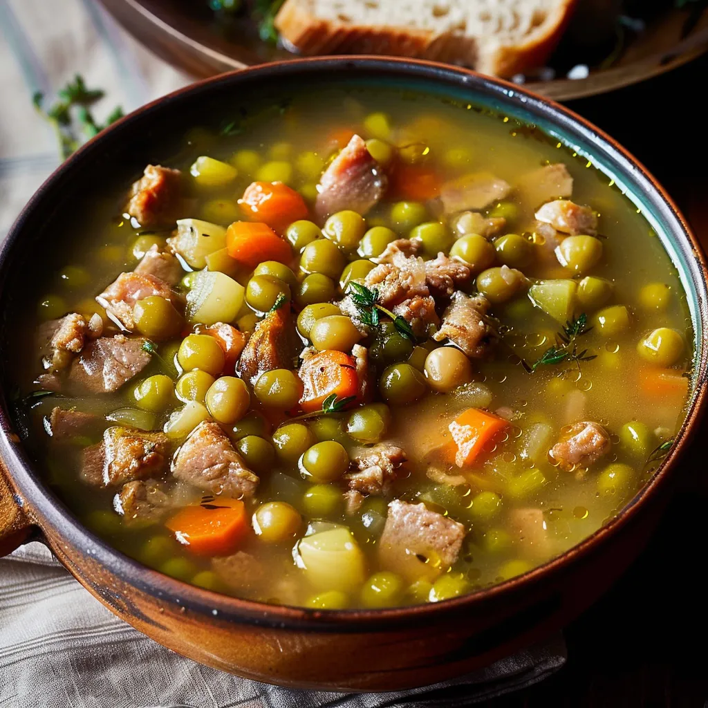 Hausgemachte klassische Erbsensuppe