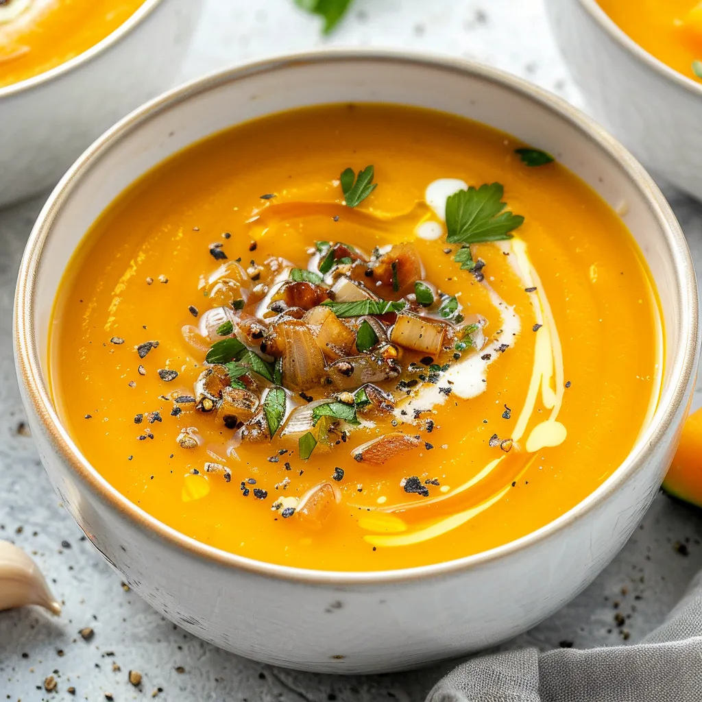 Kürbissuppe mit Ahornsirup, herbstliche Aromen
