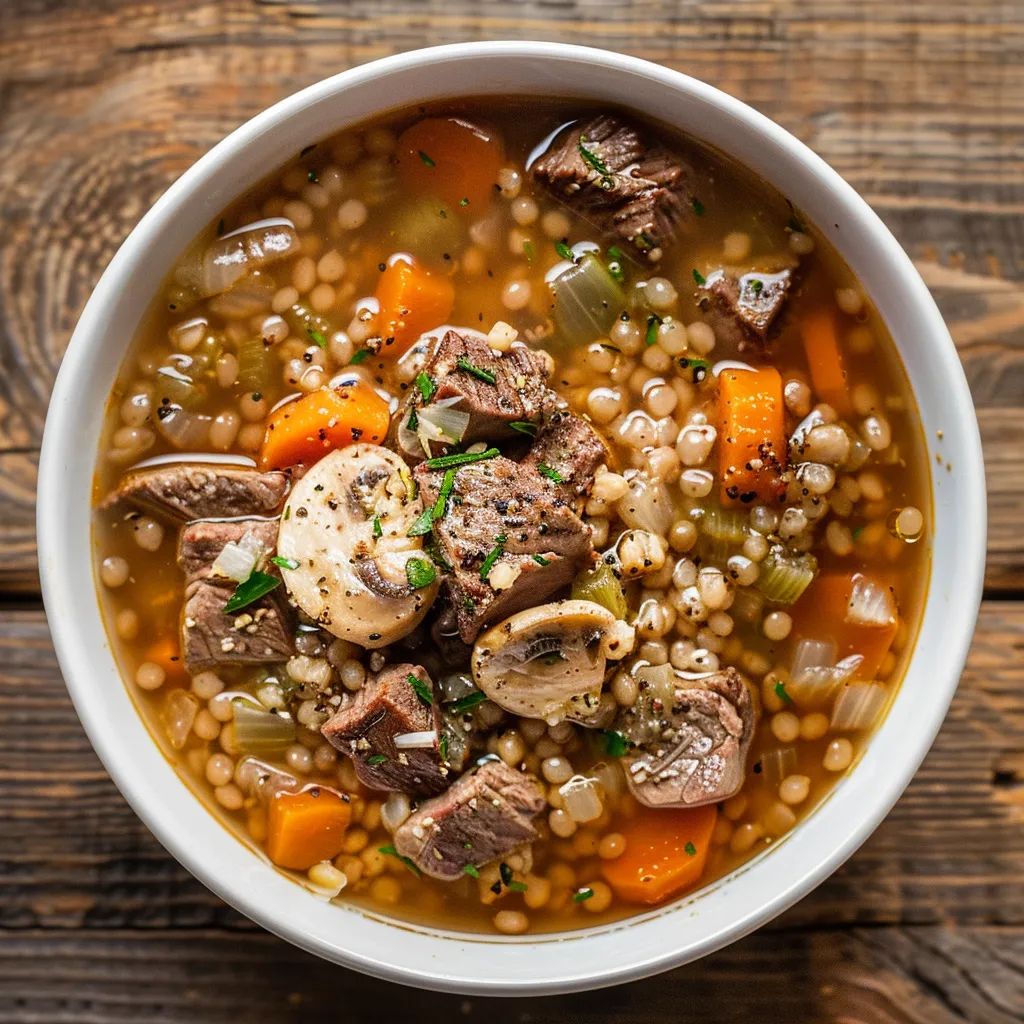 Wärmende Suppe mit Gerste und Rind