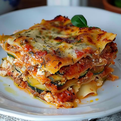 Zucchini-Lasagne mit Bratwurstfüllung