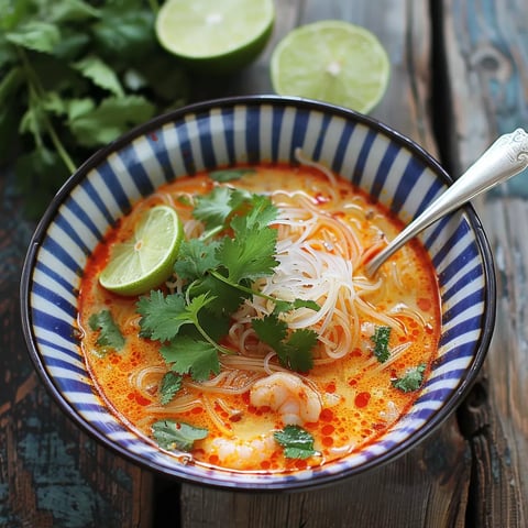 cremige Thai-Suppe aus Kokosmilch, Ingwer und Zitronengras (15 Minuten)