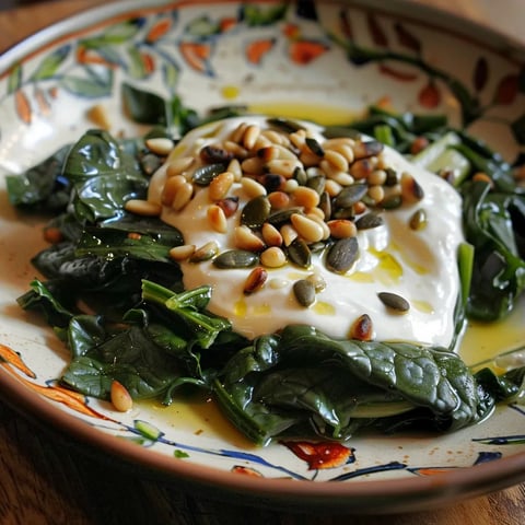 Mangold mit Tahini, Joghurt und gerösteten Pinienkernen von Yotam Ottolenghi