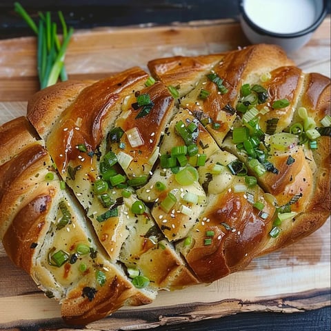 Brot mit Frühlingszwiebeln und Knoblauchbutter